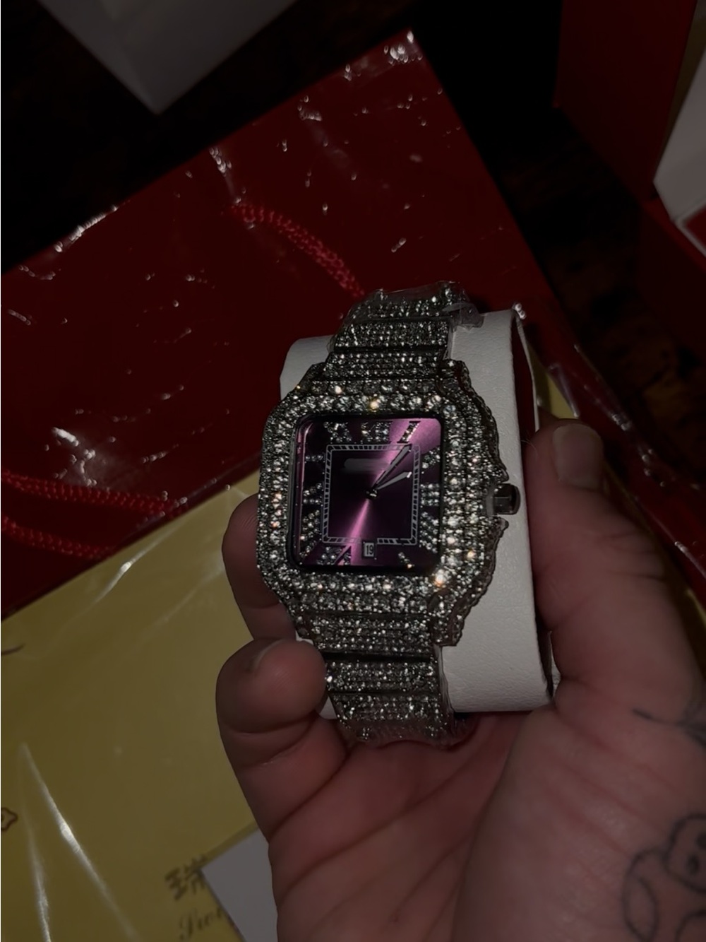 Diamond-Style Pink Dial Women's Bracelet Watch - Brand Unspecified